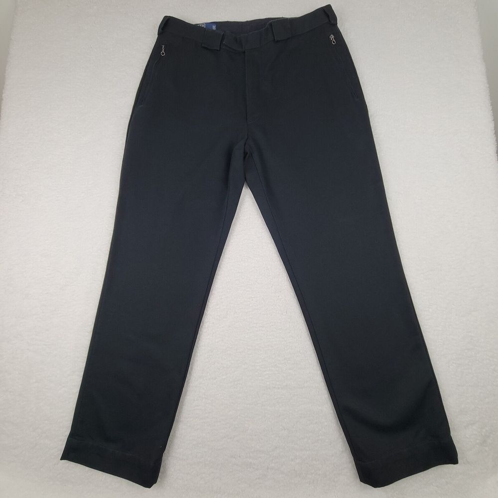 Polo Ralph Lauren Chino Pants Mens 36x32 Black Zipper Pockets Cotton Trousers
